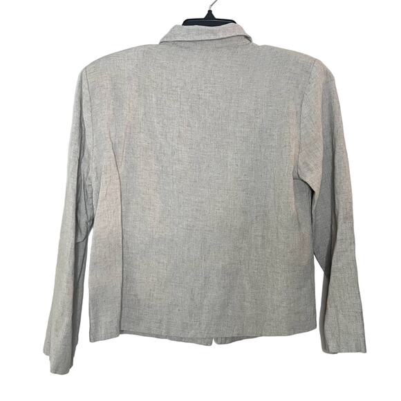 Vintage CLIO cream oatmeal zip up collared linen jacket blazer Size small - Picture 2 of 6